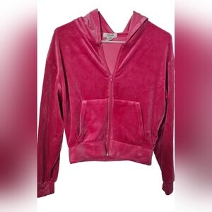 Pink velvet hoodie